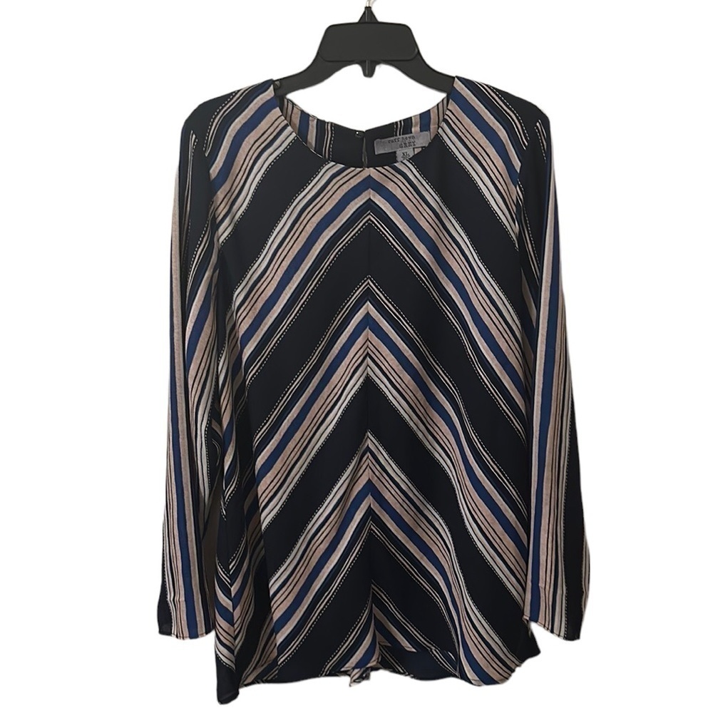 RUFF Hewn Women’s Multicolor Striped Pullover Long Sleeve Top Size XL